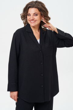 Блуза нарядная с воротником пиджачного типа и манжетами БелЭльСтиль 869-3_07_22 черный_с_блеском - фото 2