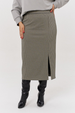 Юбка миди из жаккардового трикотажа с разрезом OVERYOU М173/1 мультиколор_серый - фото 4