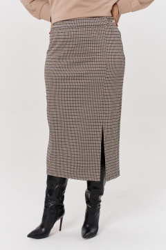 Юбка миди из трикотажа с эффектом утяжки и разрезом OVERYOU М173 мультиколор_бежевый - фото 4