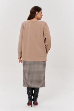 Юбка миди из трикотажа с эффектом утяжки и разрезом OVERYOU М173 мультиколор_бежевый - фото 2