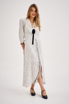 Миди-платье с вырезом, оборками и бантом на рукавах EZER 1501 - фото 1