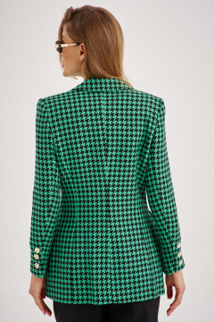 Деловой костюм жакет и брюки из текстиля с приталенным силуэтом EZER 2034 черно-зеленый - фото 5