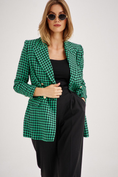 Деловой костюм жакет и брюки из текстиля с приталенным силуэтом EZER 2034 черно-зеленый - фото 3