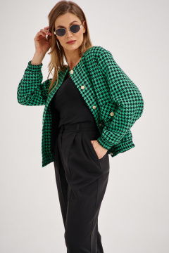 Деловой бомбер и брюки из текстиля с обтягивающим силуэтом EZER 2035 черно-зеленый - фото 5