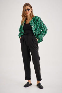 Деловой бомбер и брюки из текстиля с обтягивающим силуэтом EZER 2035 черно-зеленый - фото 2