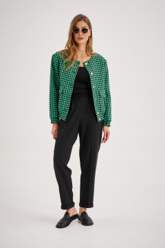 Деловой бомбер и брюки из текстиля с обтягивающим силуэтом EZER 2035 черно-зеленый - фото 1