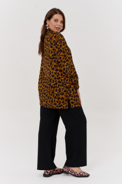 Классическая блуза из стрейчевой ткани для ежедневного образа OVERYOU М168 леопард - фото 3