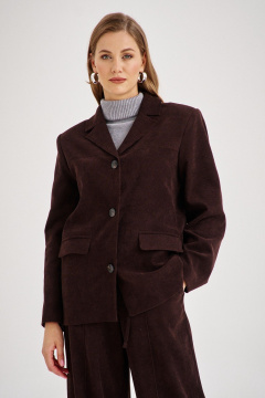 Жакет из вельвета приталенный с отложным воротником EZER 1702 тёмный_шоколад - фото 5