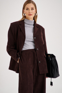 Жакет из вельвета приталенный с отложным воротником EZER 1702 тёмный_шоколад - фото 3