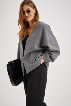 Комплект из кардигана и брюк-бананов из трикотажа и ткани EZER 2098 серый_меланж/чёрный - фото 3