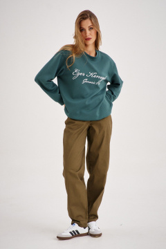 Комплект из жакета и свитшота с джинсами-бананами из хлопка EZER 2104 глубокий_зелёный/хаки - фото 1