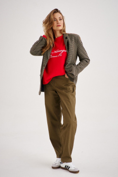 Комплект из жакета, свитшота и джинсов с английским стилем EZER 3001 зелёный_алый_хаки - фото 4