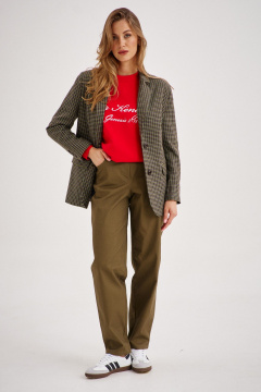 Комплект из жакета, свитшота и джинсов с английским стилем EZER 3001 зелёный_алый_хаки - фото 1