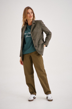 Комплект из жакета и юбки-миди из вельвета и трикотажа EZER 3002 зелёный/глубокий_зелёный/хаки - фото 2