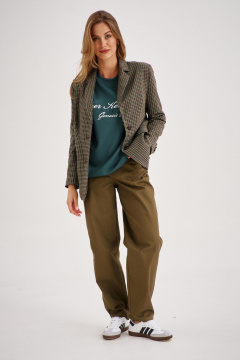 Комплект из жакета и юбки-миди из вельвета и трикотажа EZER 3002 зелёный/глубокий_зелёный/хаки - фото 1