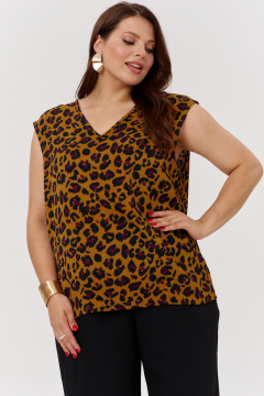 Тройка из жакета, брюк и леопардового топа для повседневной носки OVERYOU М166/1 бургунди-леопард - фото 4