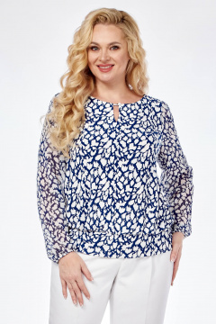 Модная черная блуза из трикотажа и шифона с рукавами Линия Л Б-2016 - фото 1