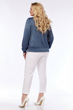 Голубая трикотажная блуза с блеском на демисезон Линия Л Б-2021 - фото 3