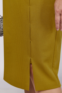 Желтое трикотажное платье с разрезом и складками Algranda А4027 - фото 4