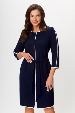 Демисезонное платье из текстиля длиной 98 см DaLi 5707 синее - фото 2