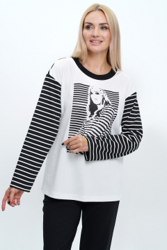 Блуза с печатным принтом и широкие брюки из вискозы и трикотажа Alani Collection 2233/1 - фото 4