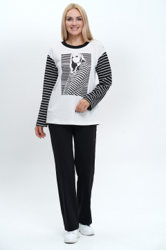 Блуза с печатным принтом и широкие брюки из вискозы и трикотажа Alani Collection 2233/1 - фото 1