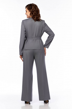 Деловой костюм жакет и брюки с застежкой на пуговицы Ольга Стиль С-876 серый - фото 5