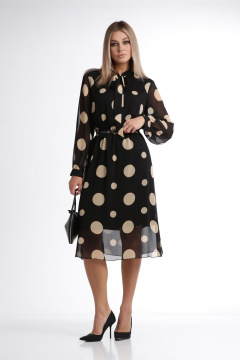 Платье миди шифоновое с отрезным кроем и поясом DOGGI 3749 - фото 2