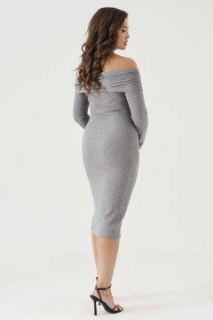 Платье из трикотажа полуприлегающего силуэта и спущенными рукавами Панда 190080w серый - фото 4