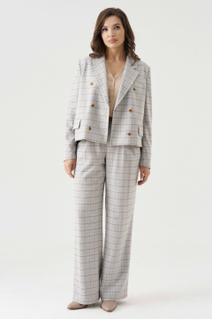 Брюки прямые из текстиля с складками и карманами Панда 191260w серый - фото 1