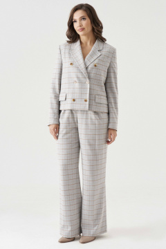 Брюки прямые из текстиля с складками и карманами Панда 191260w серый - фото 2