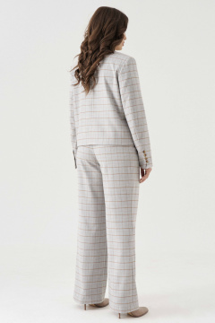 Брюки прямые из текстиля с складками и карманами Панда 191260w серый - фото 3