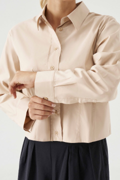 Блуза с рубашечным воротником и застежкой на пуговицы Панда 191440w бежевый - фото 3