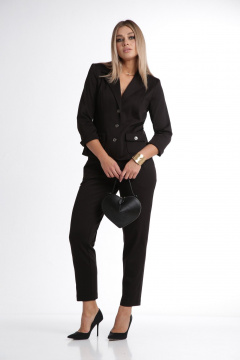 Деловой костюм из трикотажа с брюками и жакетом DOGGI 2848 черный - фото 5