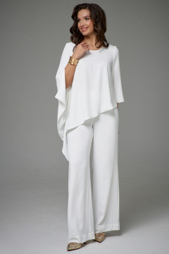 Комплект из туники и брюк с асимметричным дизайном Jolie 20455 молочный - фото 5