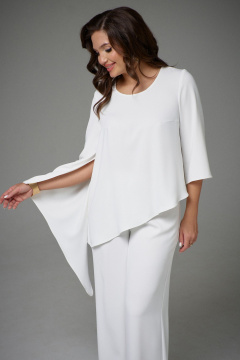 Комплект из туники и брюк с асимметричным дизайном Jolie 20455 молочный - фото 3