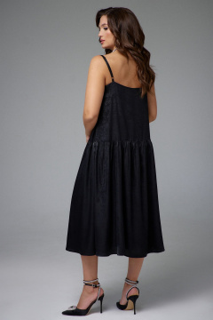 Платье нарядное A-силуэт с карманами и эффектом мокрого шёлка Jolie 16457 черный - фото 2