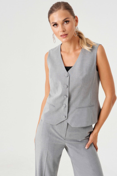 Классический жилет из костюмной ткани с поясом для делового образа Панда 194238w светло-серый - фото 2