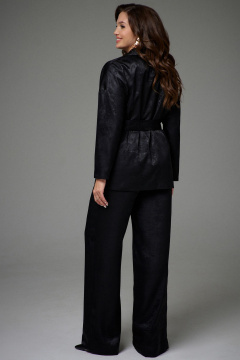 Жакет, брюки и топ с отделкой кружевом из текстиля Jolie 30465 черный_блеск - фото 2