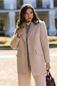 Пальто полуприлегающее с классическим воротником Mislana 1148 бежевый - фото 2