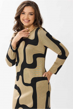 Платье полуприлегающего силуэта из трикотажа демисезонное Mislana 1146 бежевый_без_пояса - фото 2