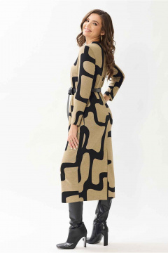 Платье трикотажное с нагрудными вытачками и поясом Mislana 1146 бежевый_с_поясом - фото 3