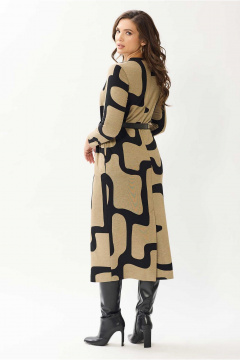 Платье трикотажное с нагрудными вытачками и поясом Mislana 1146 бежевый_с_поясом - фото 2