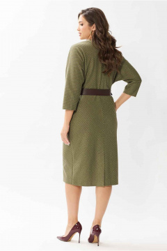 Платье из вискозы с V-вырезом и поясом-ремнем Mislana 1144 оливка_с_ремнем - фото 5