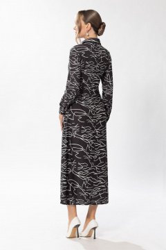 Черное платье полуприлегающего силуэта с рукавами и застежками Golden Valley 44085 черно-белый - фото 2