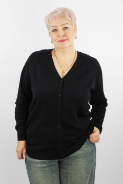 Кардиган на каждый день из трикотажа с V-образным вырезом Полесье С2555-21 1С8688-Д43 170,176 глубокий_черный - фото 1