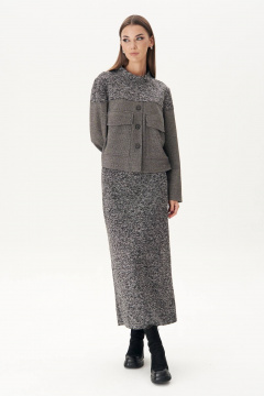 Джемпер и юбка в стиле повседневный из трикотажа Fantazia Mod 4996 серый - фото 2