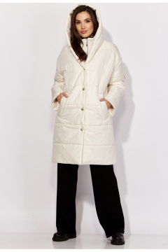 Пальто с капюшоном, застежкой на кнопки, с регулируемым рукавом TAiER 1322 молочный - фото 3