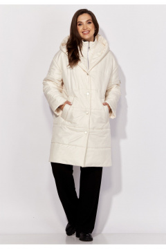 Пальто с капюшоном, застежкой на кнопки, с регулируемым рукавом TAiER 1322 молочный - фото 2