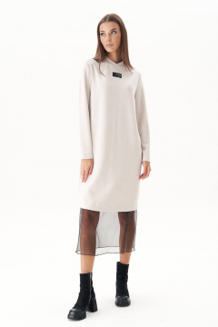 Длинное белое платье из трикотажа с акцентными деталями Fantazia Mod 4865 - фото 1